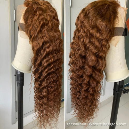 Cheap ombre frontal lace raw cuticle aligned virgin hair wigs for black women deep wave 13x4 hd lace front human hair wigs